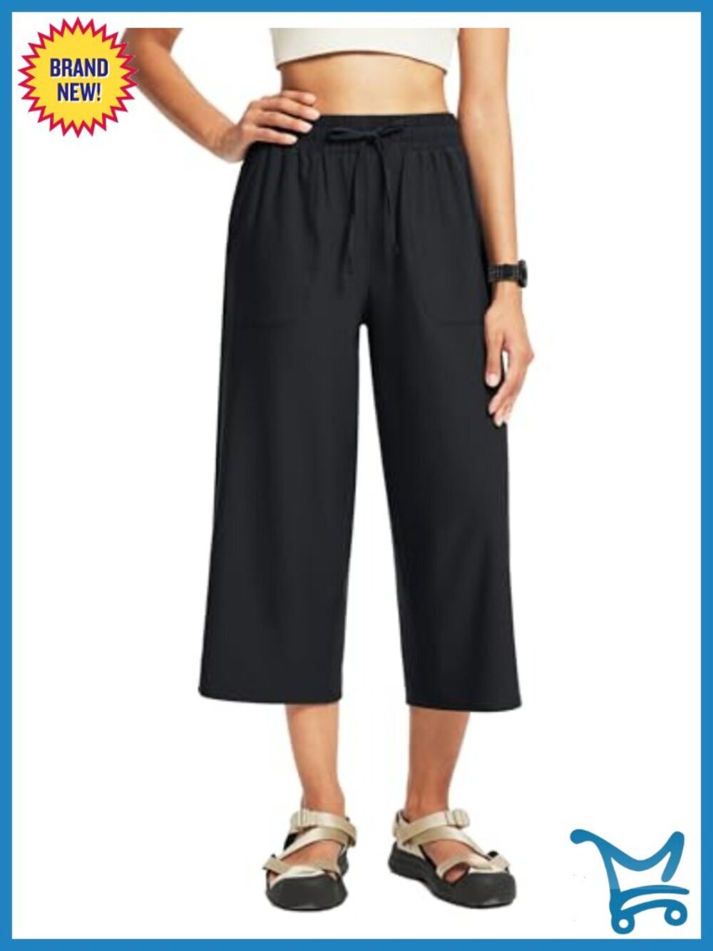 Wide Leg Hiking Capris Quick Dry UPF50+ Lightweight Water Resistant Cropped